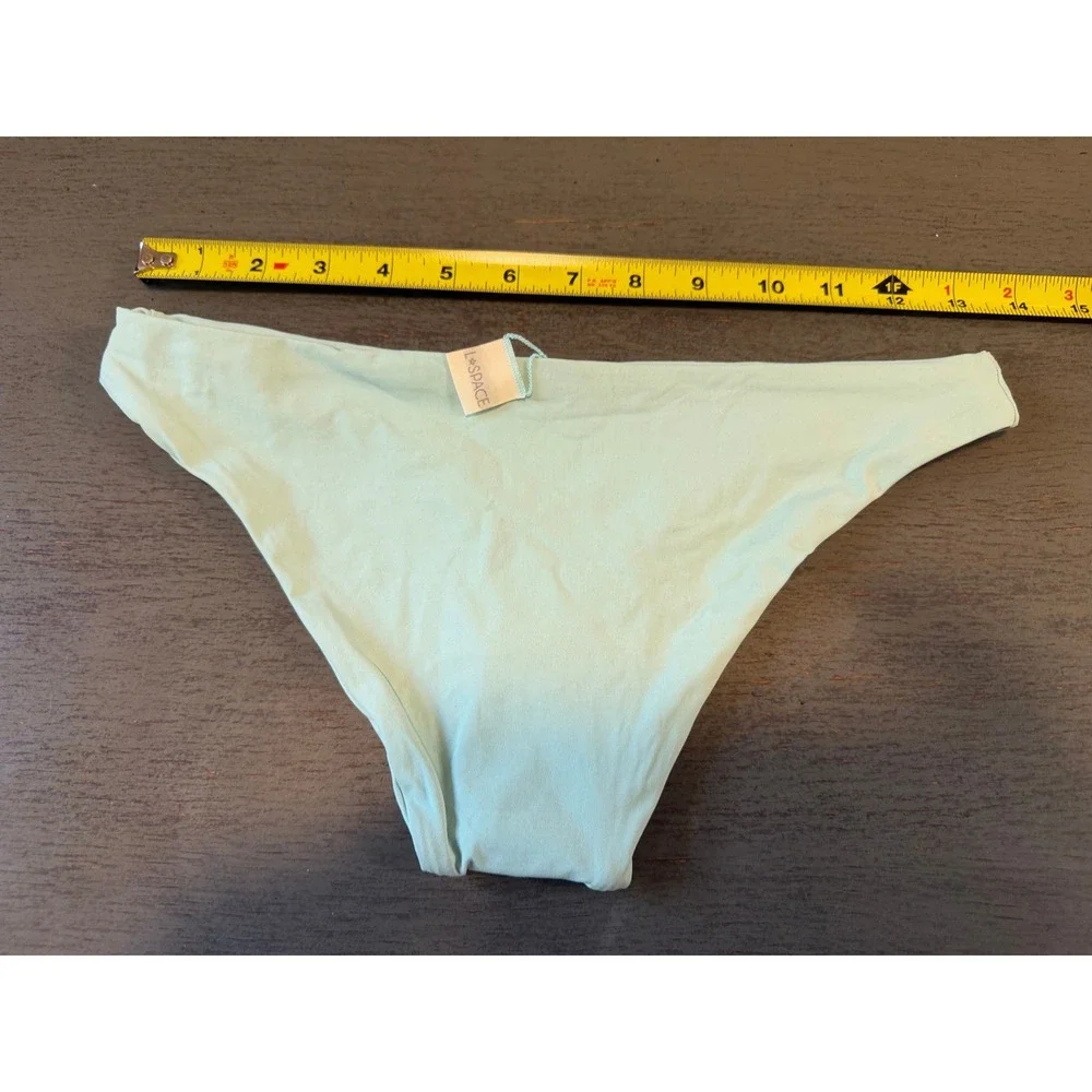 L*Space Women Aqua Blue Bikini Bottom Swimwear Small Low Rise NWOT